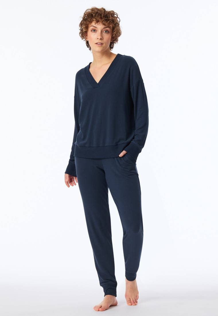 Schiesser Sweatshirt Feinripp nachtblau - Mix+Relax