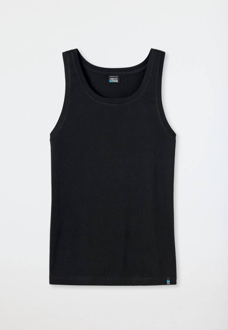 Schiesser Unterhemd Schwarz - Long Life Cotton