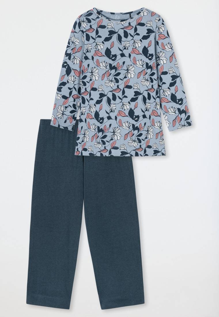 Schiesser Schlafanzug 3/4-lang Blaugrau Gemustert - Comfort Nightwear