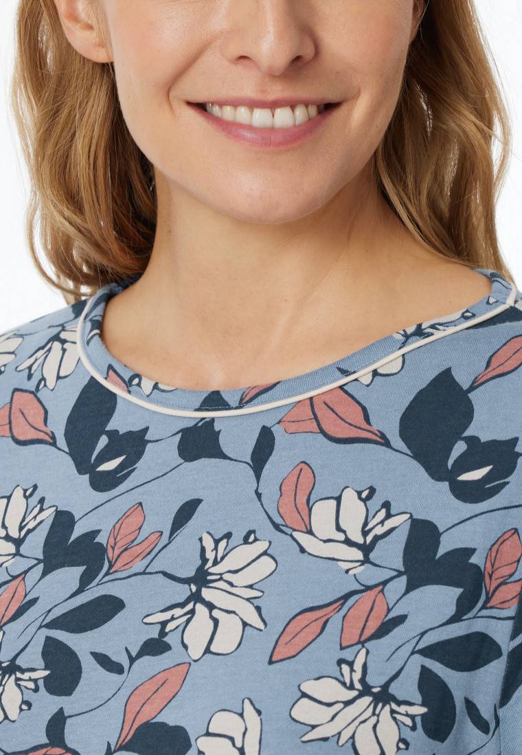Schiesser Schlafanzug 3/4-lang Blaugrau Gemustert - Comfort Nightwear