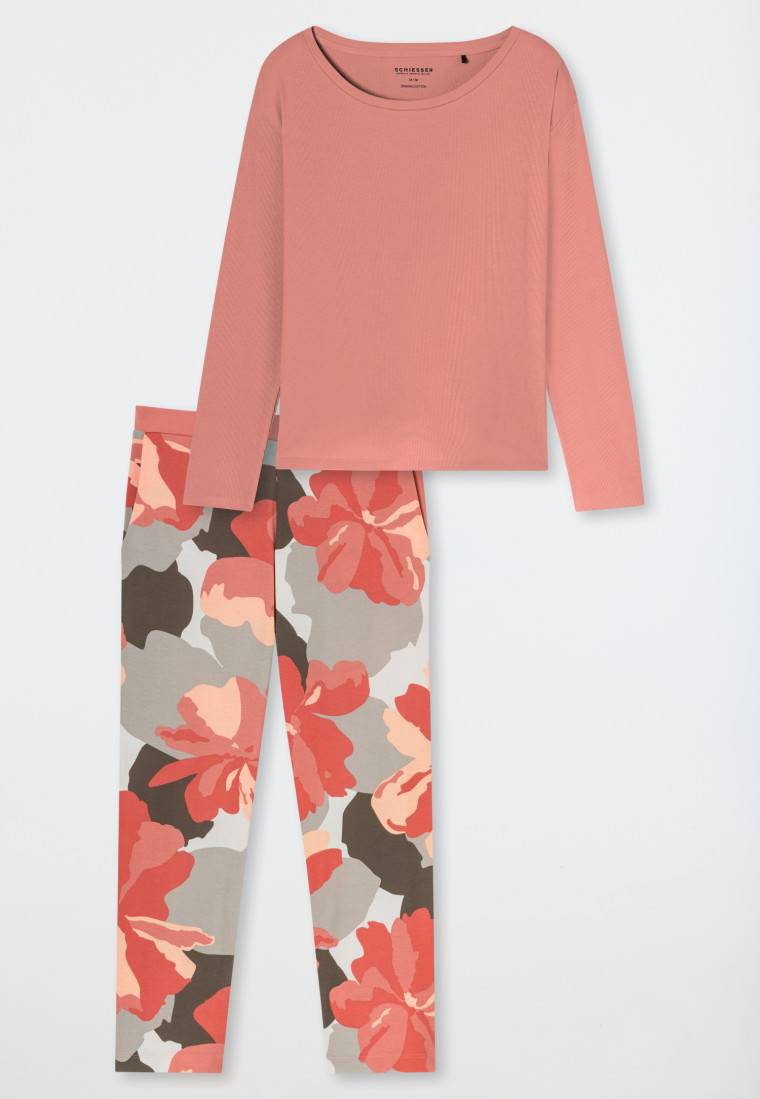 Schiesser Schlafanzug 7/8 Doppelripp Papaya - Modern Nightwear