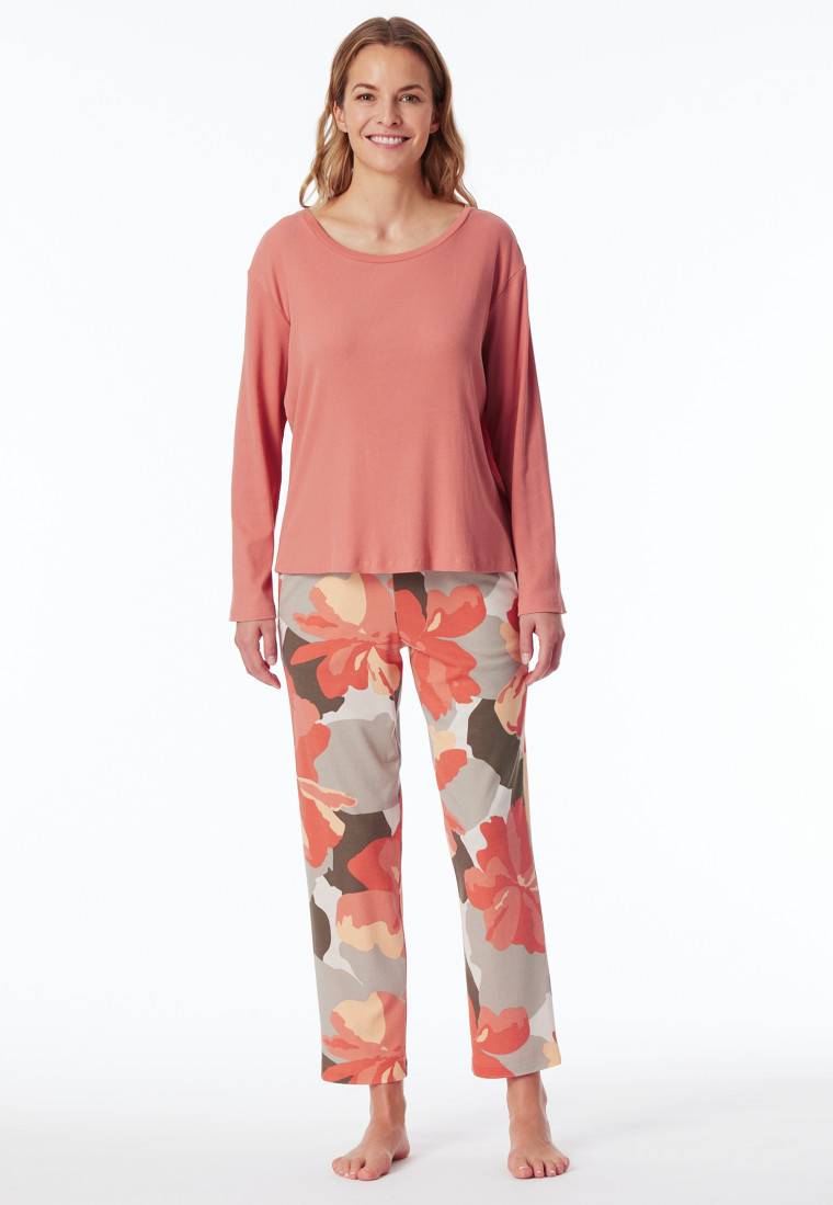 Schiesser Schlafanzug 7/8 Doppelripp Papaya - Modern Nightwear