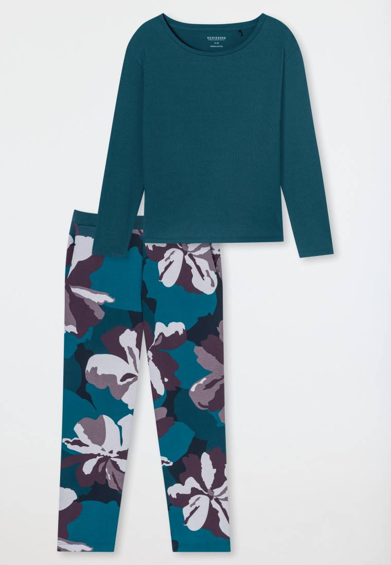 Schiesser Schlafanzug 7/8 Doppelripp Petrol - Modern Nightwear