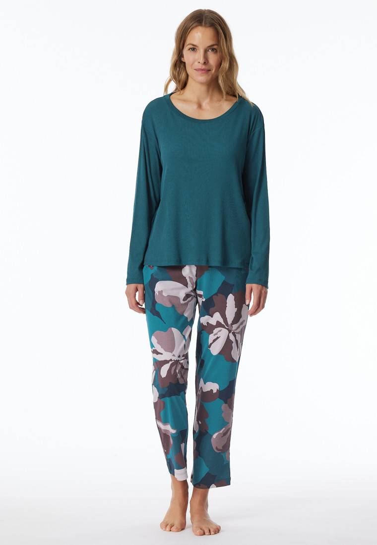 Schiesser Schlafanzug 7/8 Doppelripp Petrol - Modern Nightwear