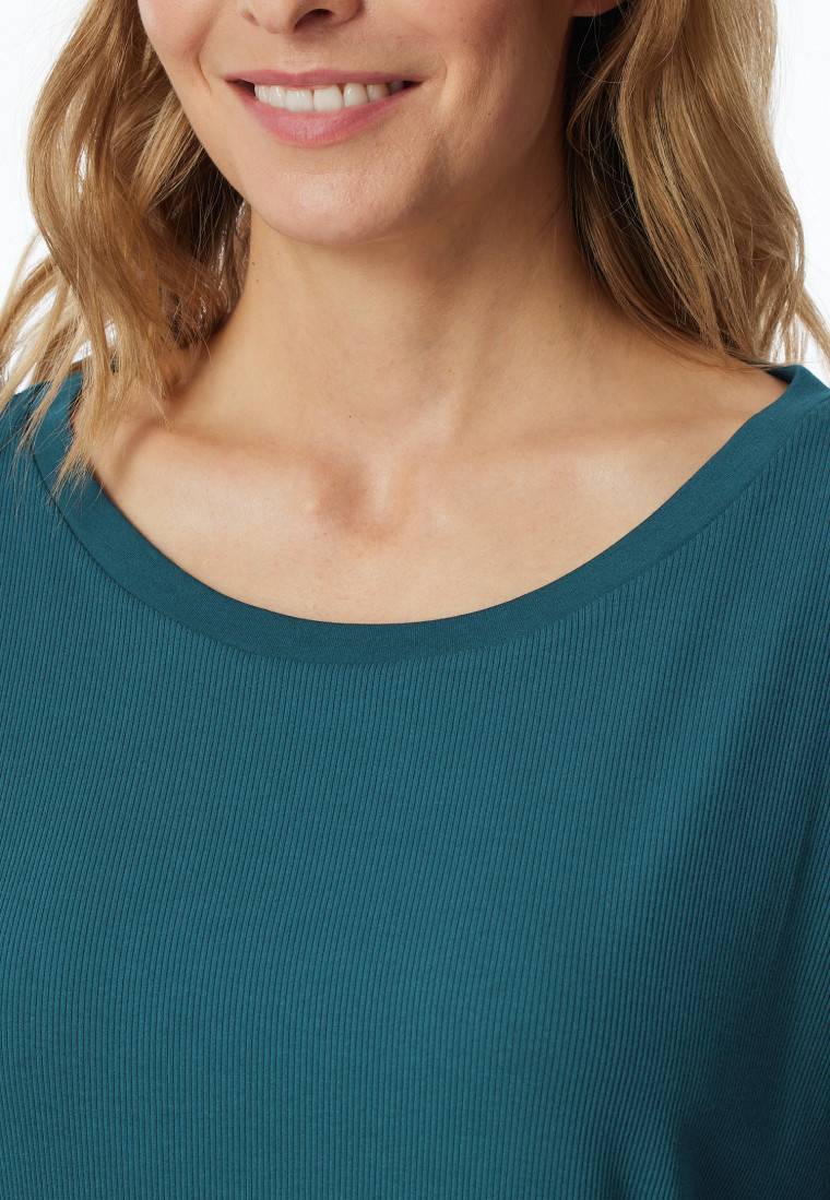 Schiesser Schlafanzug 7/8 Doppelripp Petrol - Modern Nightwear