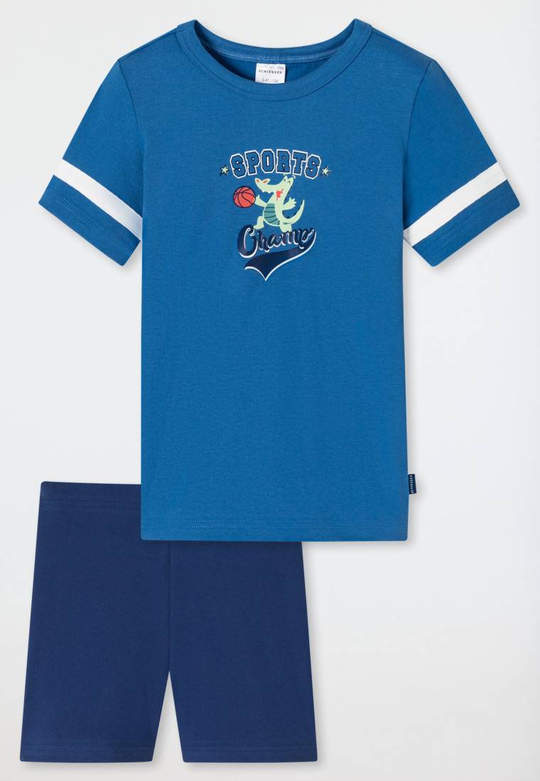 Schiesser Schlafanzug Kurz Krokodil Blau - Casual World