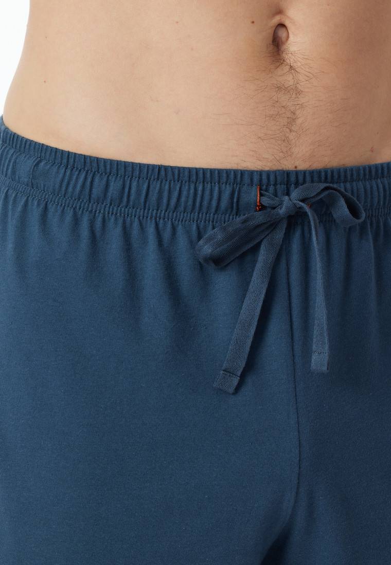 Schiesser Schlafanzug Kurz Streifen Jeansblau - Casual Nightwear