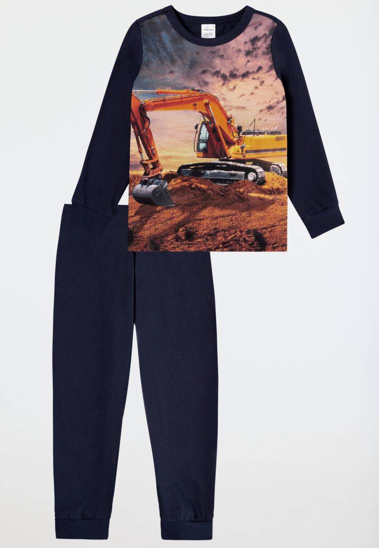 Schiesser Schlafanzug Lang Bagger Dunkelblau - Boys World