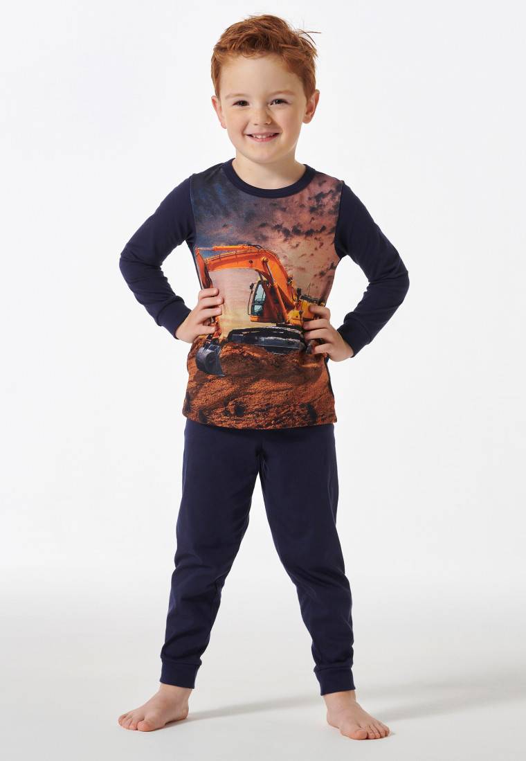 Schiesser Schlafanzug Lang Bagger Dunkelblau - Boys World