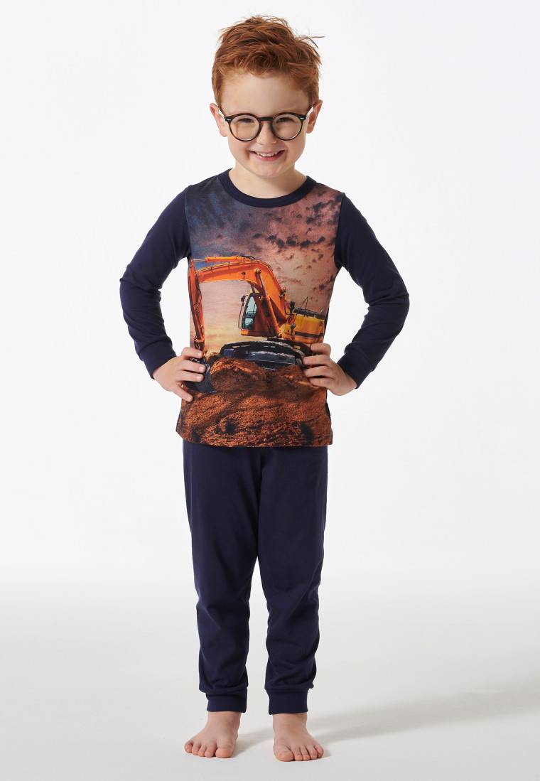 Schiesser Schlafanzug lang Bagger dunkelblau - Boys World