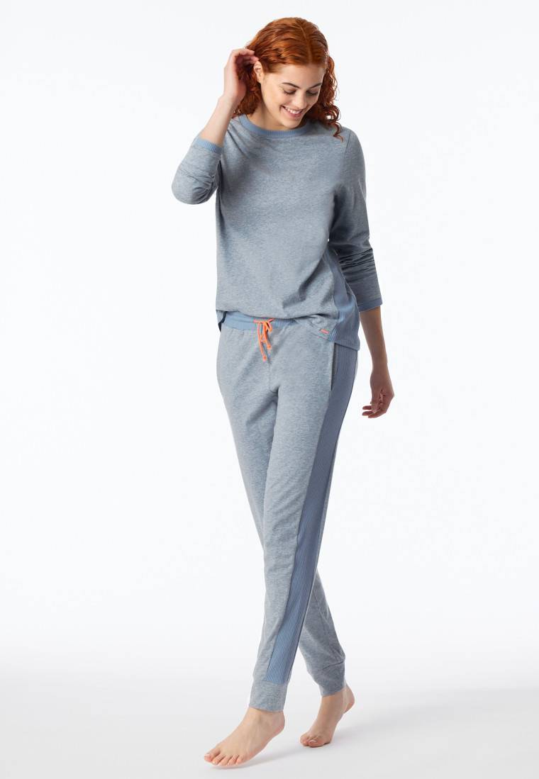Schiesser Schlafanzug lang Bio-Baumwolle jeansblau-meliert - Casual Nightwear