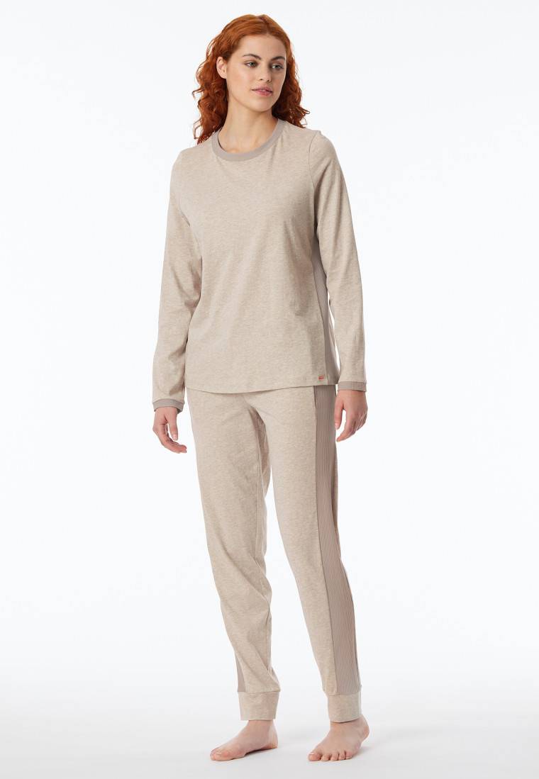 Schiesser Schlafanzug Lang Bio-Baumwolle Natur - Casual Nightwear