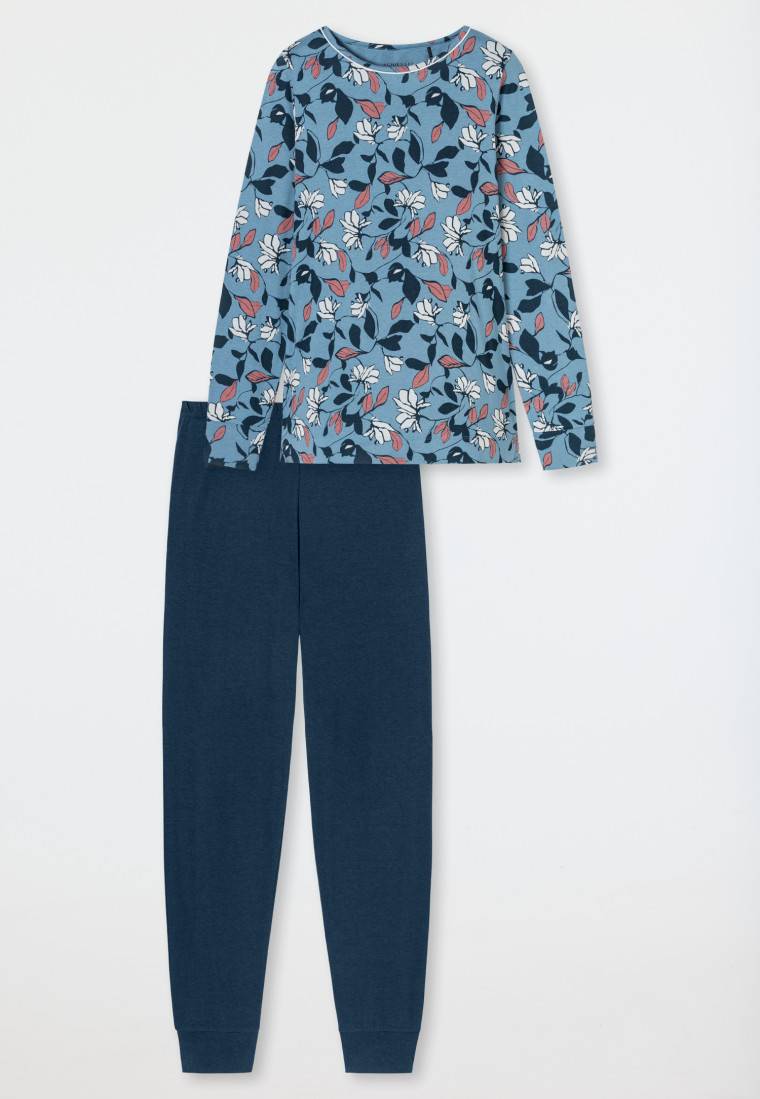 Schiesser Schlafanzug Lang Bündchen Blumen Multicolor - Comfort Nightwear