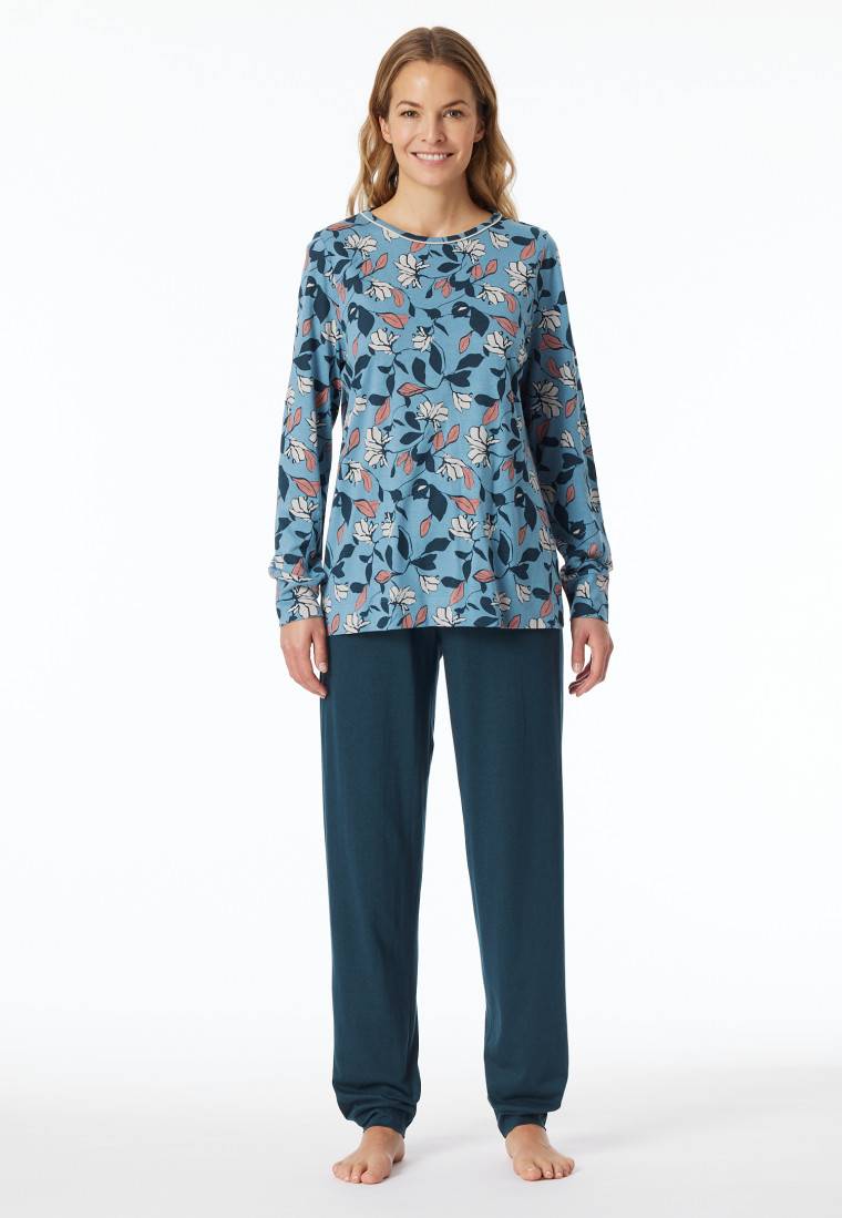 Schiesser Schlafanzug Lang Bündchen Blumen Multicolor - Comfort Nightwear