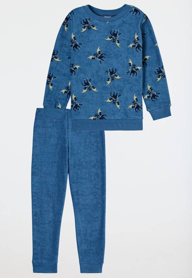 Schiesser Schlafanzug Lang Bündchen Drachen Blau - Boys World