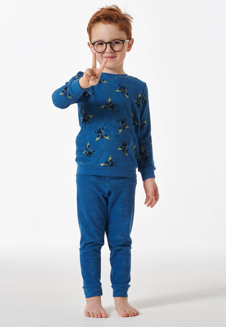 Schiesser Schlafanzug Lang Bündchen Drachen Blau - Boys World