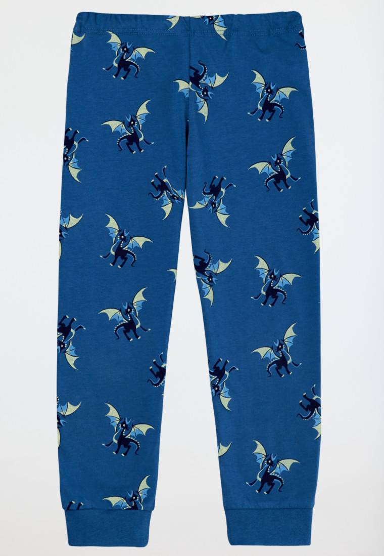 Schiesser Schlafanzug Lang Bündchen Drachen Dunkelblau - Boys World