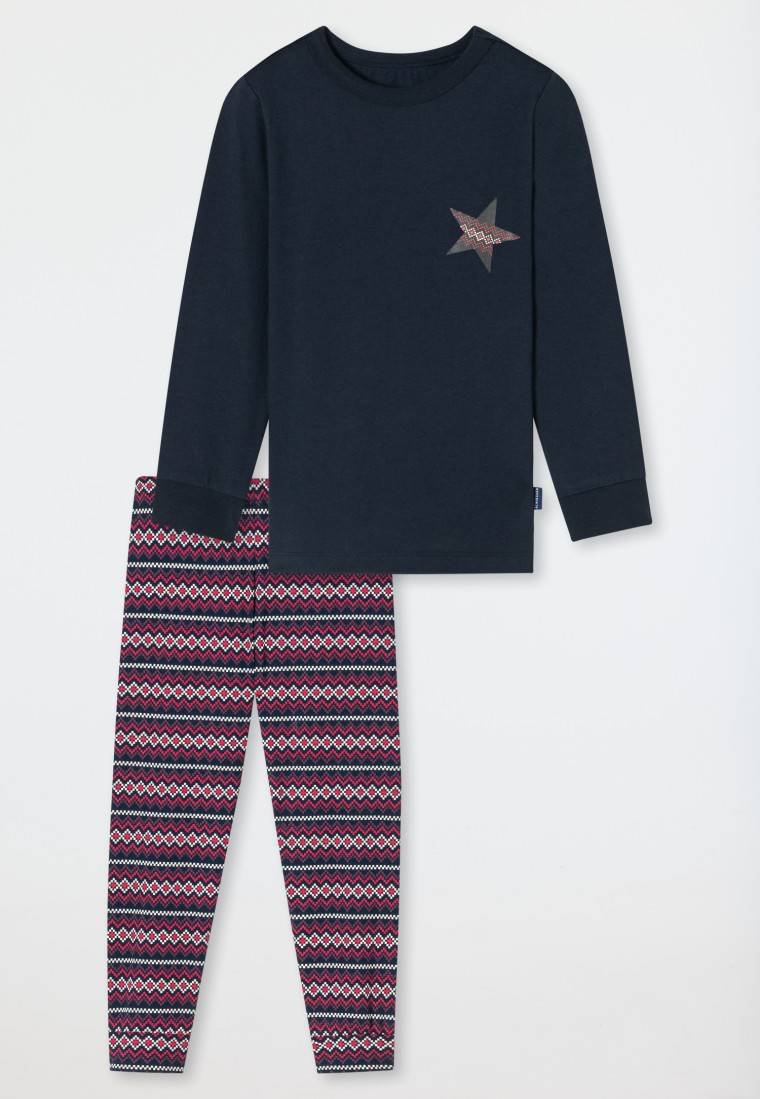 Schiesser Schlafanzug Lang Bündchen Gemustert - X-Mas Family