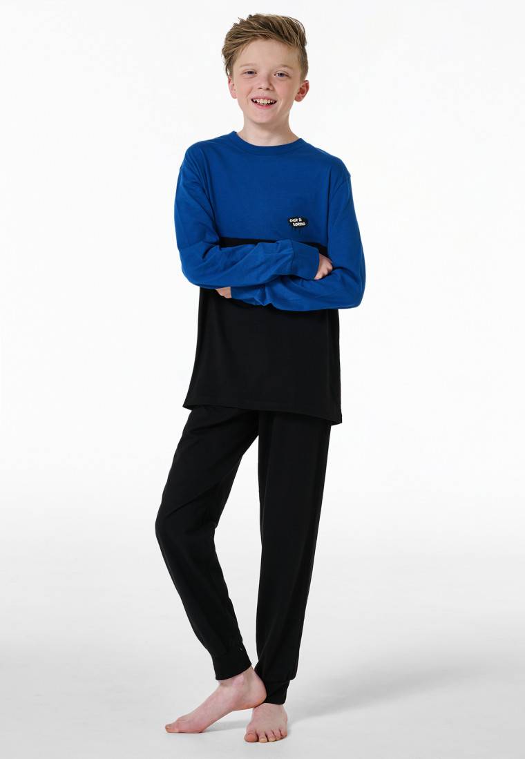 Schiesser Schlafanzug lang Bündchen indigo - Nightwear