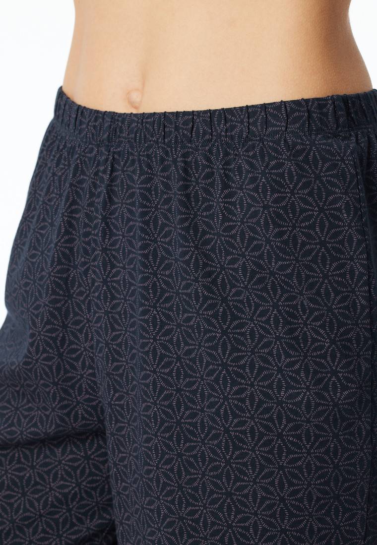 Schiesser Schlafanzug Lang Bündchen Nachtblau Gemustert - Comfort Essentials