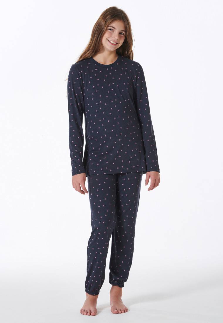 Schiesser Schlafanzug Lang Bündchen Nachtblau - Nightwear