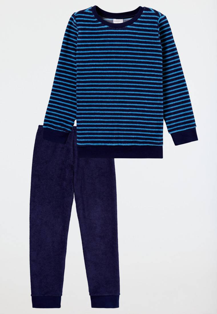 Schiesser Schlafanzug Lang Bündchen Ringel Dunkelblau - Boys World