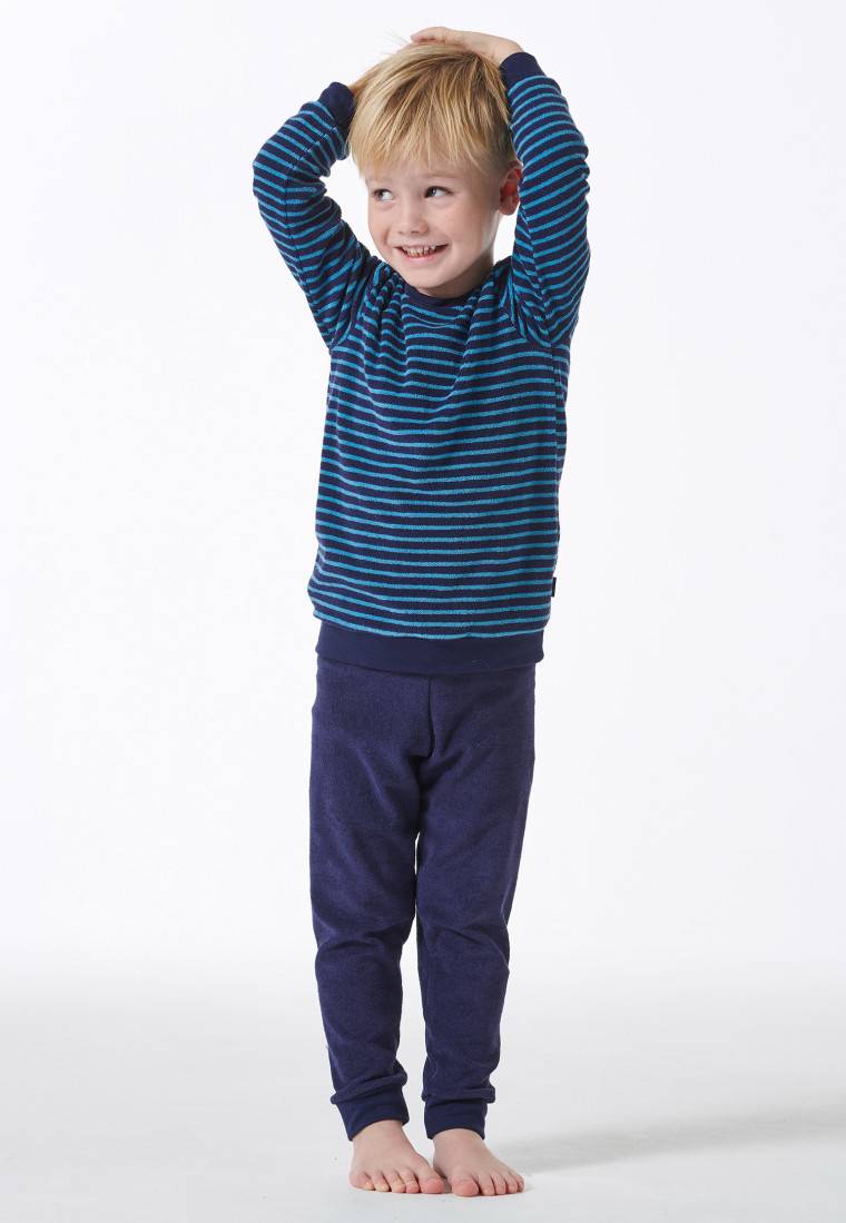 Schiesser Schlafanzug lang Bündchen Ringel dunkelblau - Boys World