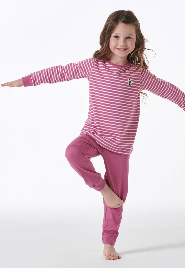 Schiesser Schlafanzug lang Bündchen Ringel Mond malve - Natural Love