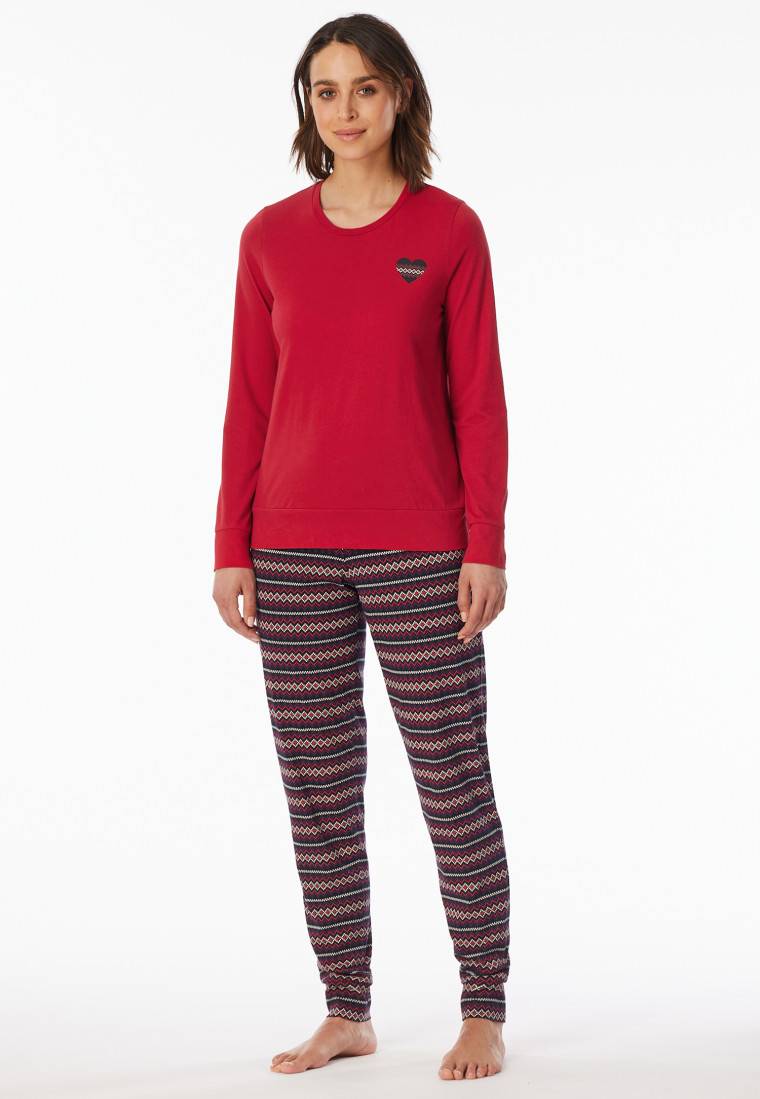 Schiesser Schlafanzug Lang Bündchen Rot - X-Mas Family