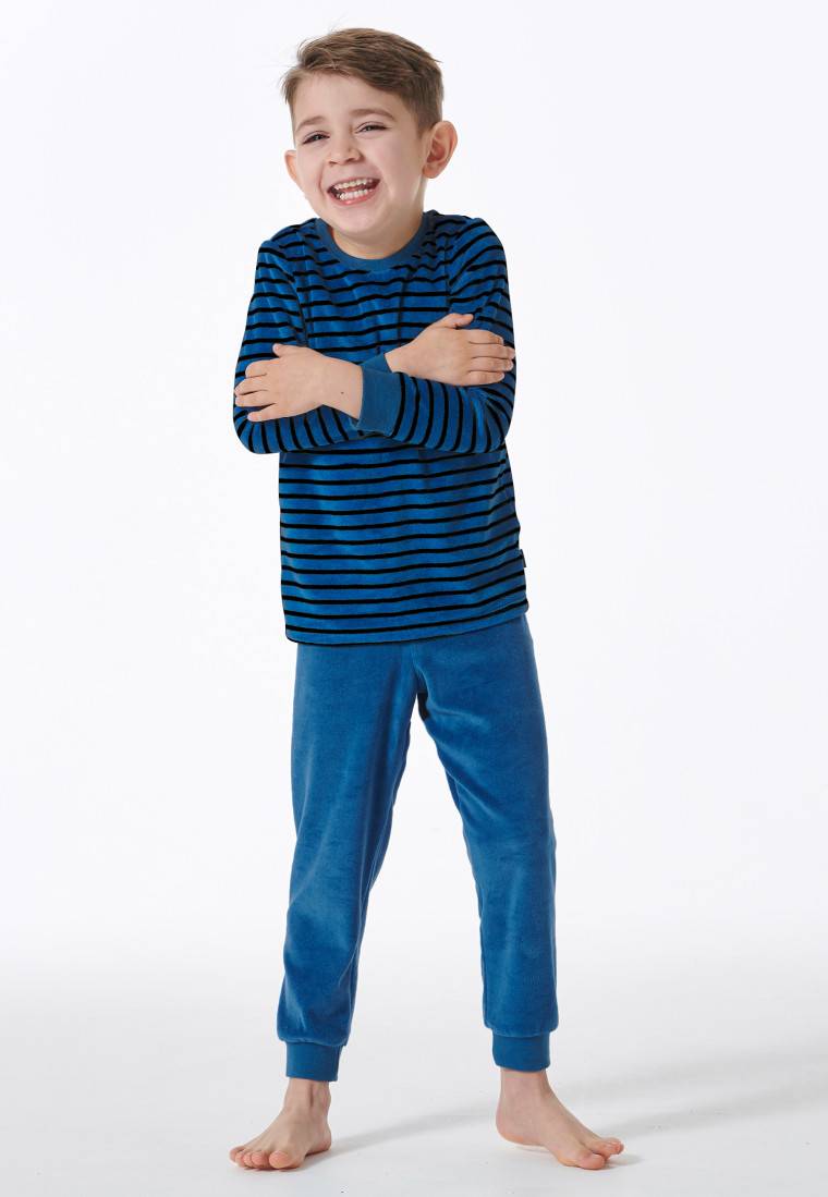 Schiesser Schlafanzug lang Bündchen Streifen blau - Boys World