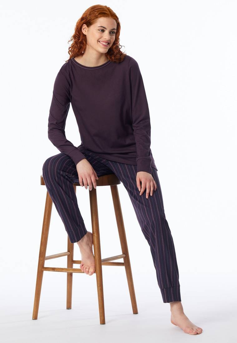 Schiesser Schlafanzug lang Bündchen Streifen multicolor - Comfort Nightwear
