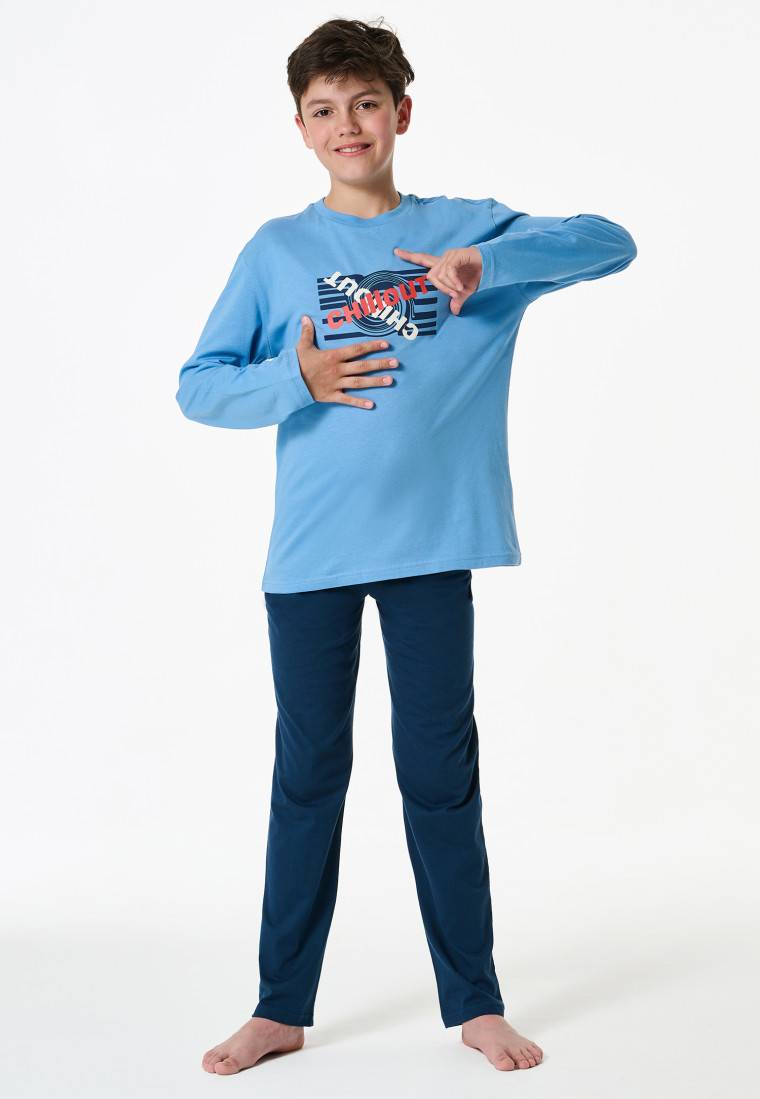 Schiesser Schlafanzug lang Chillout hellblau - Nightwear