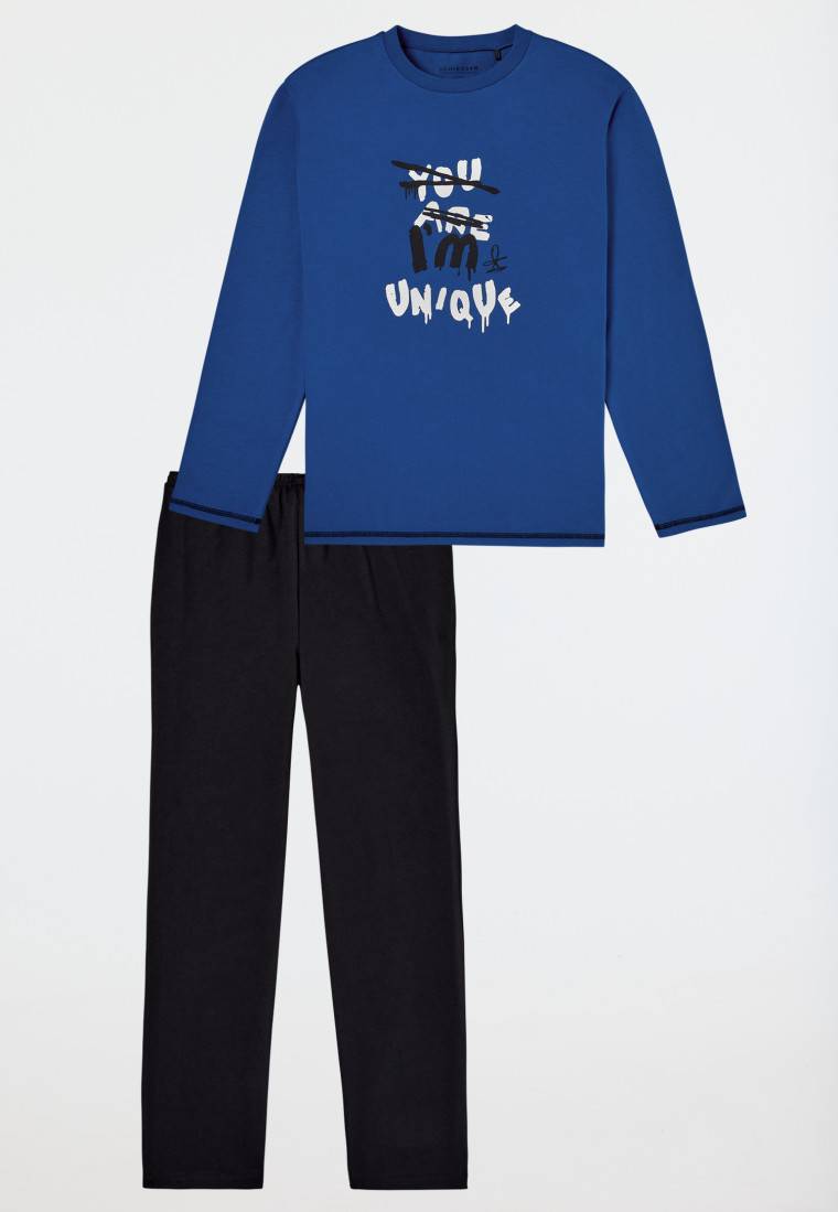 Schiesser Schlafanzug Lang Chillout Indigo - Nightwear