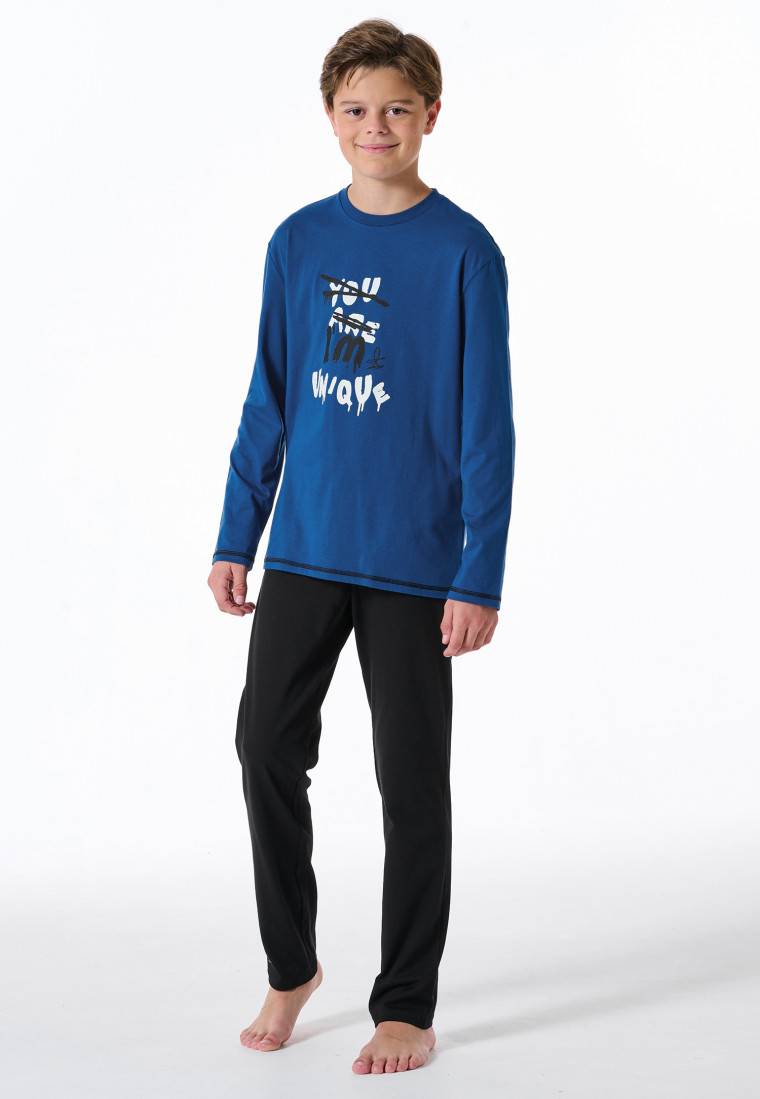 Schiesser Schlafanzug Lang Chillout Indigo - Nightwear