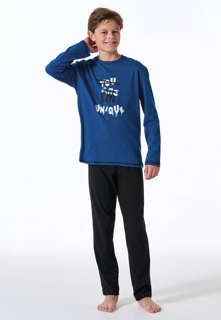 Schiesser Schlafanzug lang Chillout indigo - Nightwear