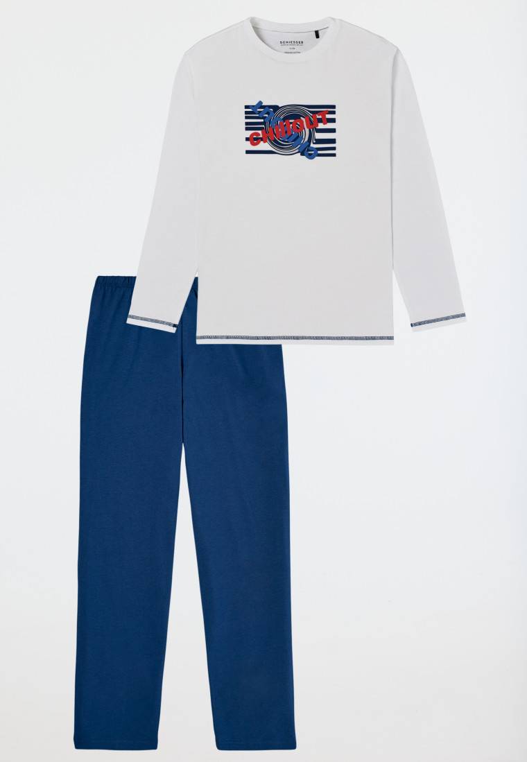 Schiesser Schlafanzug Lang Chillout Off-white - Nightwear