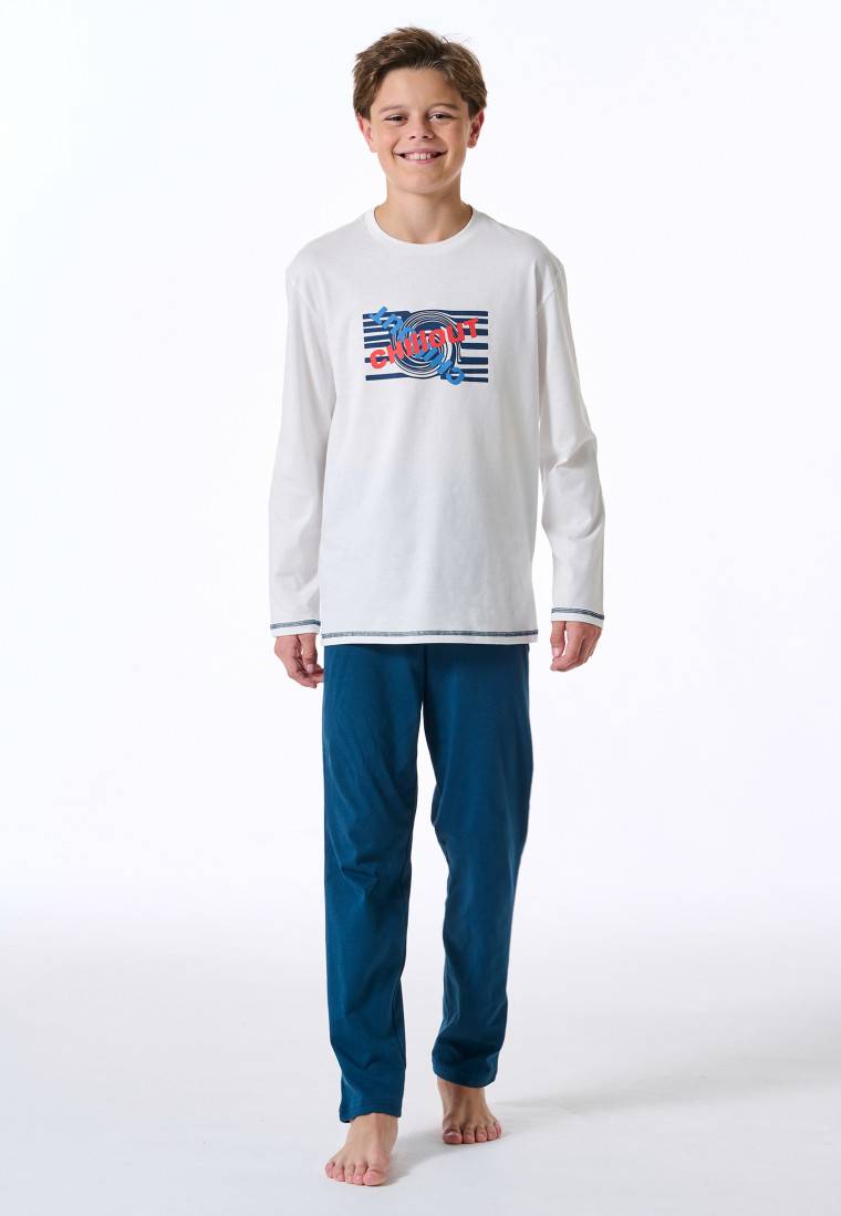 Schiesser Schlafanzug Lang Chillout Off-white - Nightwear