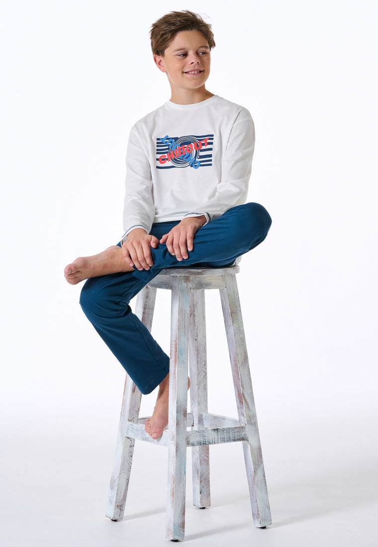 Schiesser Schlafanzug lang Chillout off-white - Nightwear