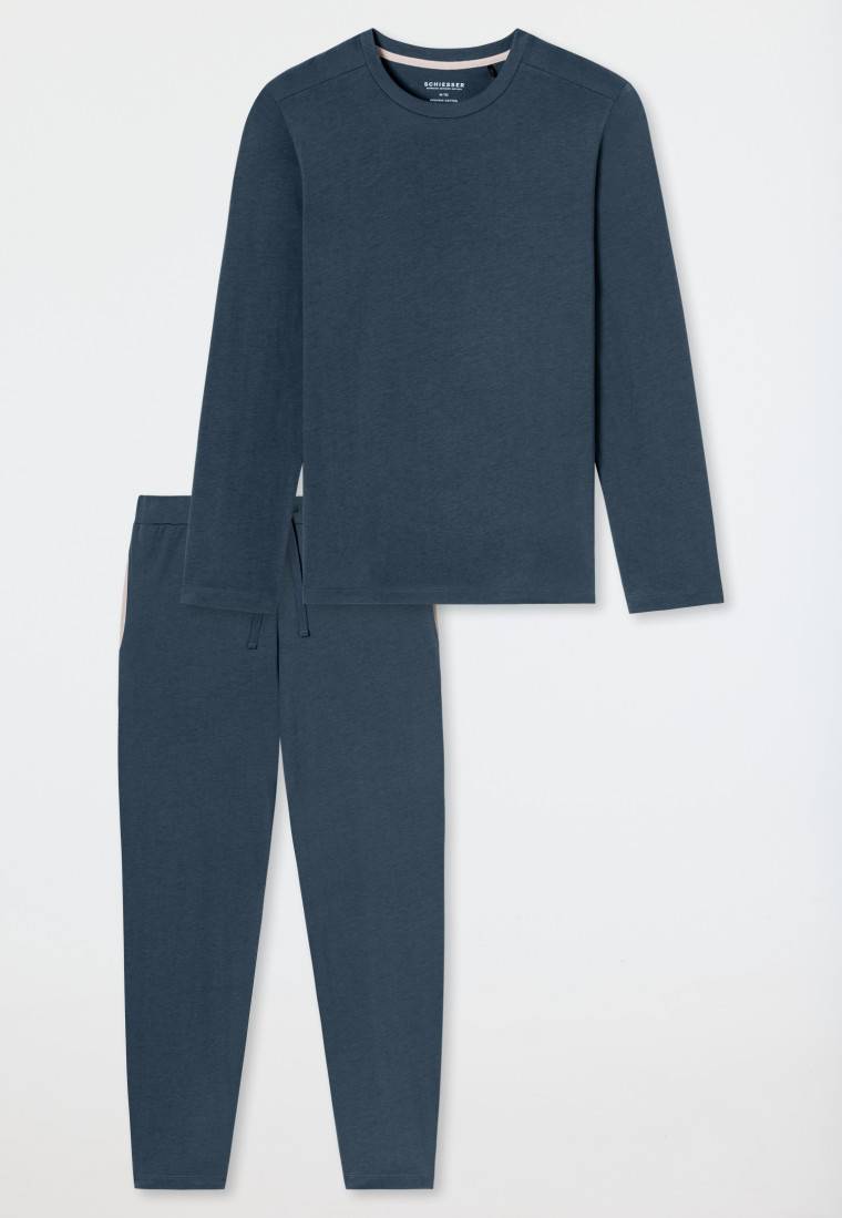 Schiesser Schlafanzug Lang Dunkelblau - Modern Nightwear