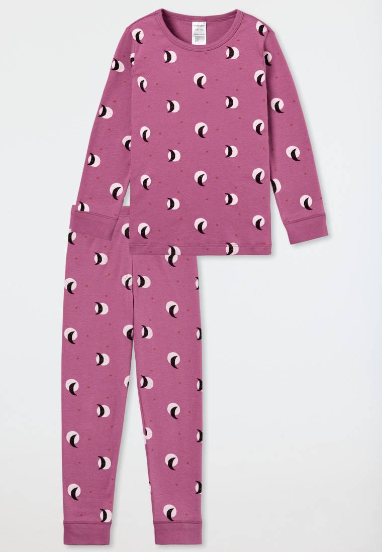 Schiesser Schlafanzug Lang Feinripp Bündchen Mond Malve - Natural Love