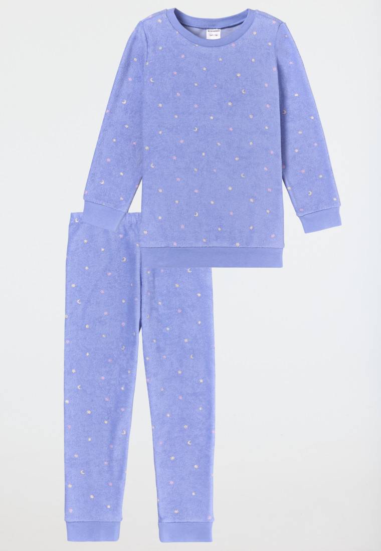Schiesser Schlafanzug Lang Frottee Organic Cotton Bündchen Sterne Flieder - Girls World