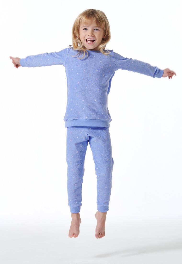 Schiesser Schlafanzug lang Frottee Organic Cotton Bündchen Sterne flieder - Girls World