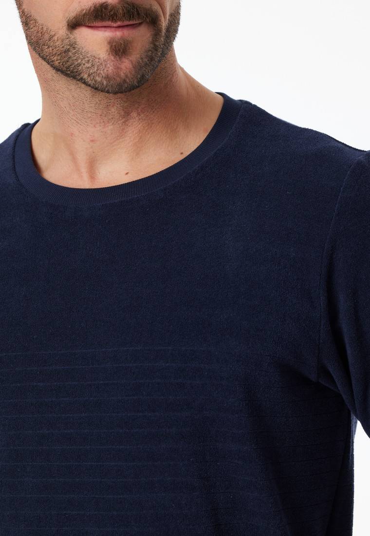 Schiesser Schlafanzug Lang Frottee Streifen Petrol - Casual Nightwear