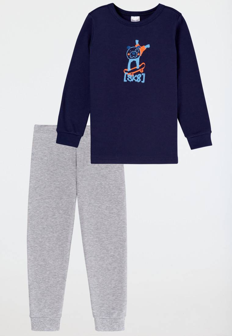 Schiesser Schlafanzug Lang Hunde Skateboard Dunkelblau - Boys World