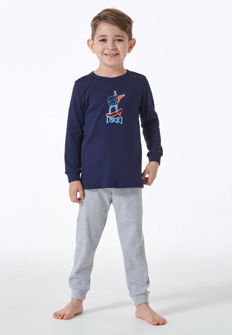 Schiesser Schlafanzug Lang Hunde Skateboard Dunkelblau - Boys World