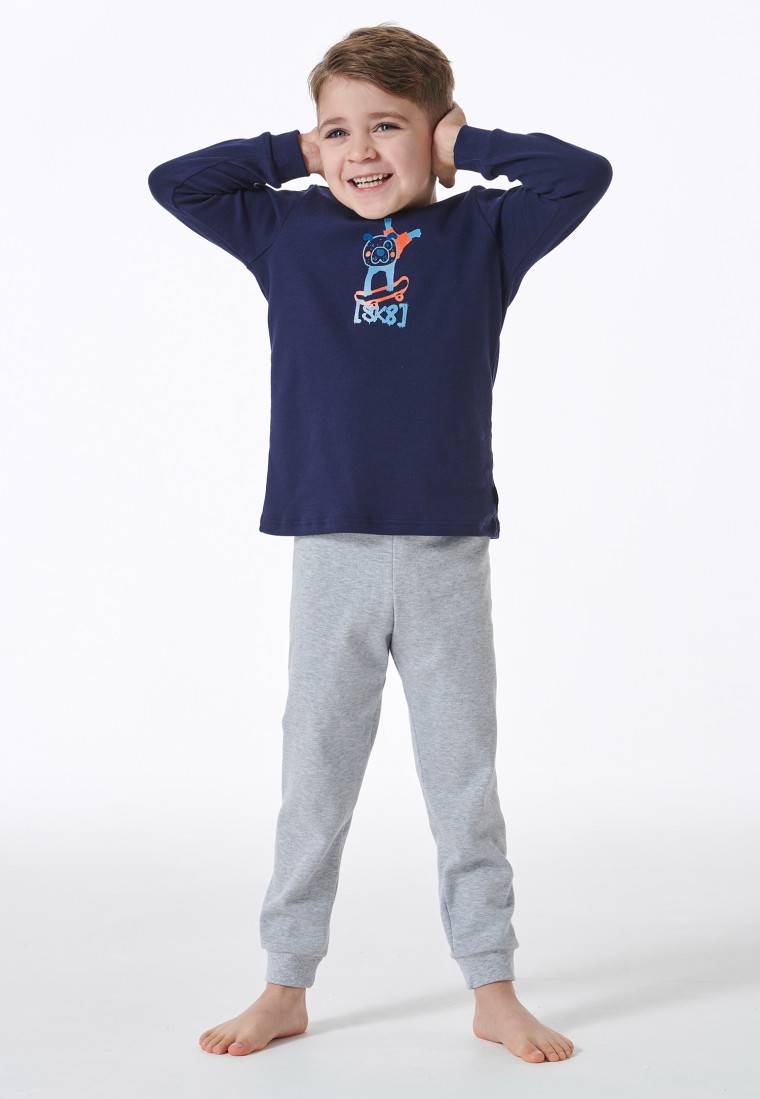 Schiesser Schlafanzug lang Hunde Skateboard dunkelblau - Boys World