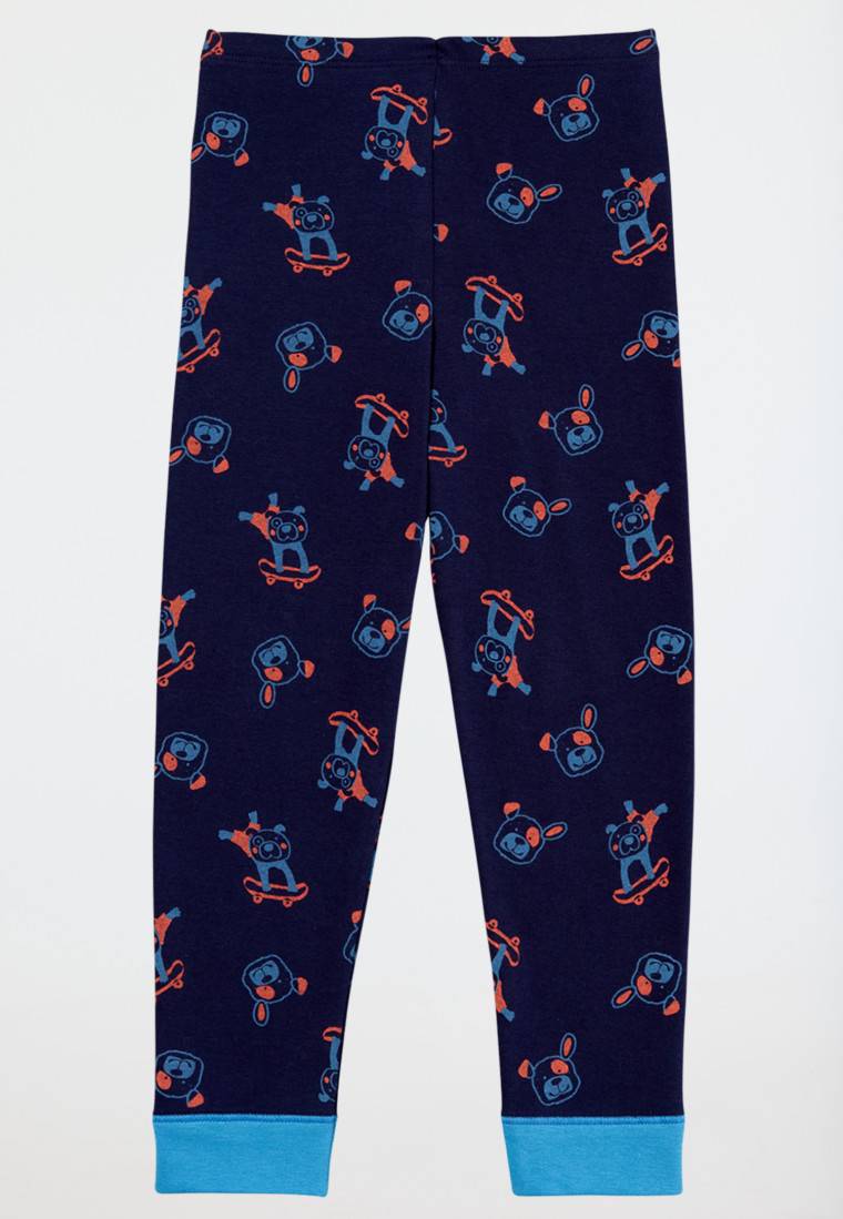 Schiesser Schlafanzug Lang Hunde Skateboards Dunkelblau - Boys World