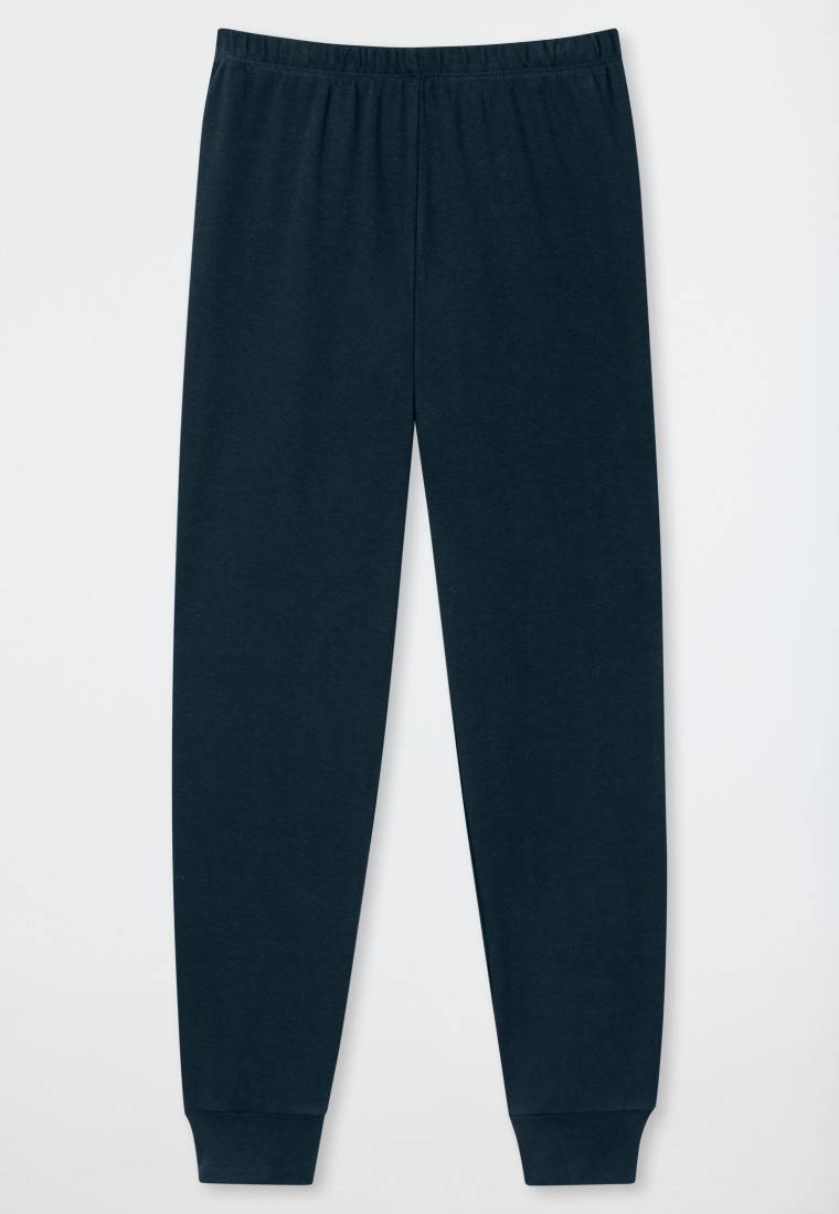 Schiesser Schlafanzug Lang Interlock Bündchen Traummotive Nachtblau - Nightwear