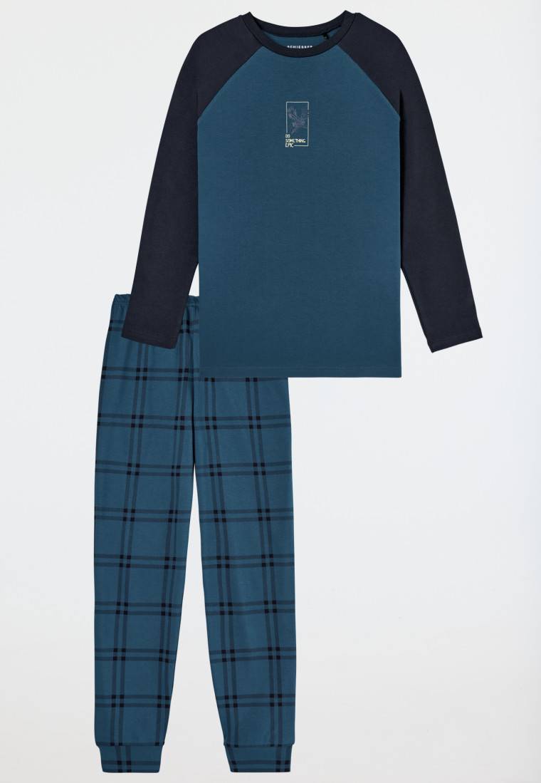 Schiesser Schlafanzug Lang Interlock Karos Mineral - Nightwear