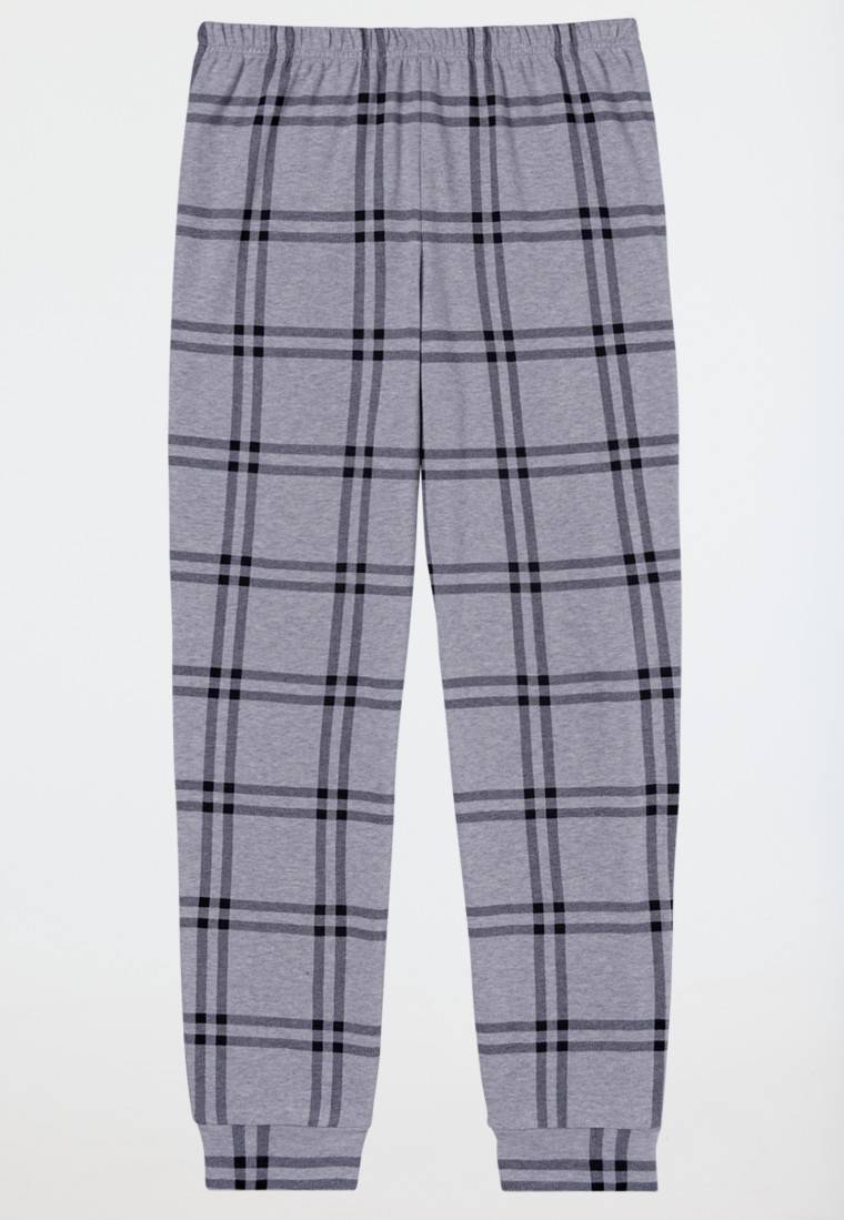 Schiesser Schlafanzug Lang Interlock Karos Schwarz - Nightwear